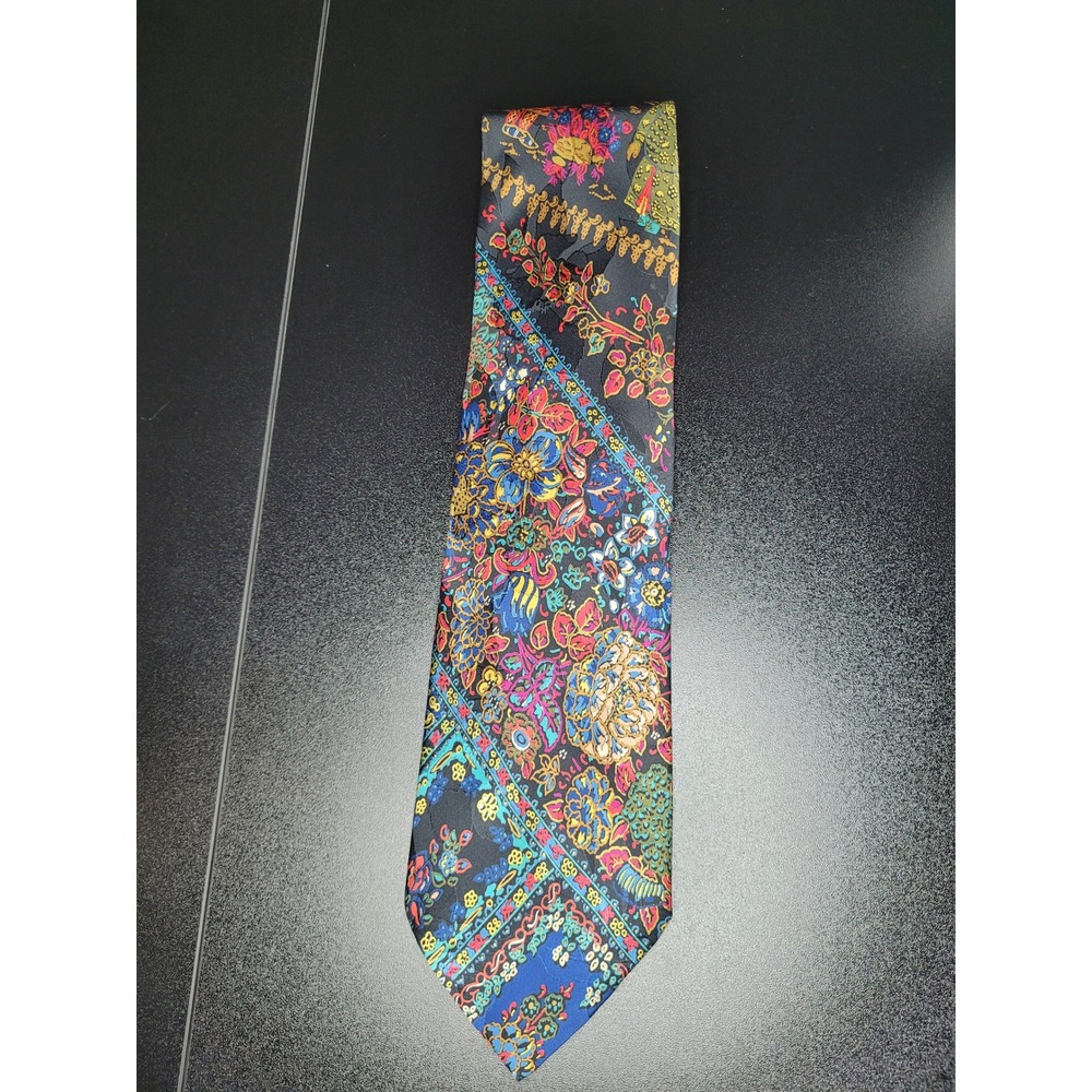 Brioni Men's Necktie Multicolor Floral Mosaic Silk 3.75" x 58" Excellent - Picture 8 of 9